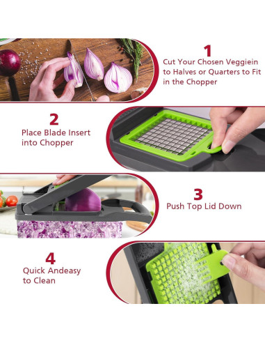 Picador de Verduras Multifuncional LSLCQW 16 en 1 Gris