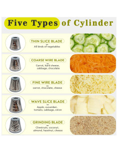 Rallador Eléctrico 5 en 1 Mokero Acero Inoxidable 150W 2