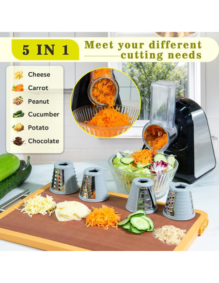Rallador Eléctrico 5 en 1 Mokero Acero Inoxidable 150W