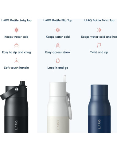 Juego de 3 Botellas de Agua LARQ 680ml Acero Inoxidable