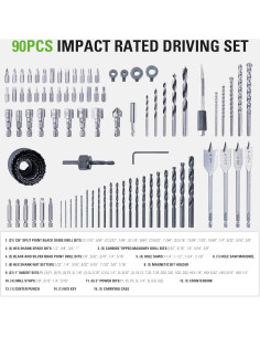 Juego de Brocas y Puntas Greenworks 90 Piezas Óxido Negro 2