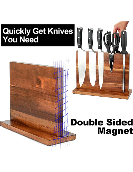 Bloque Magnético para Cuchillos HOMIQUEEN Acacia 12 Cuchillos