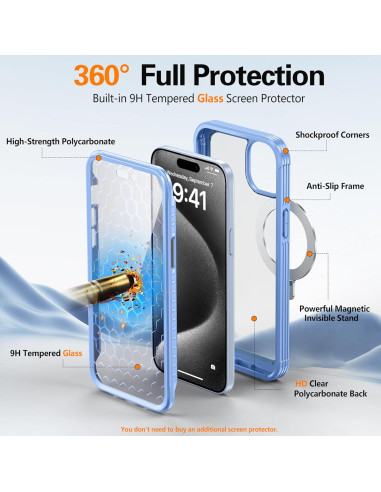 Funda Protectora iPhone 15 Gustave con Soporte MagSafe Azul
