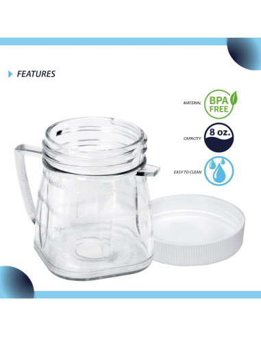 Tarros Mini de Plástico Carter para Licuadora Oster - 2 Piezas