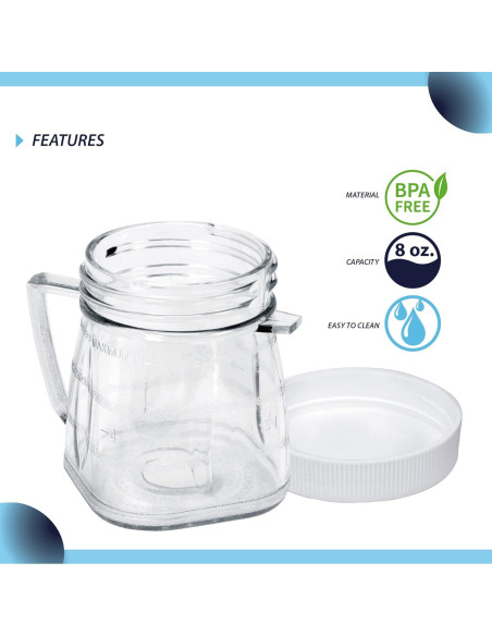 Tarros Mini de Plástico Carter para Licuadora Oster - 2 Piezas