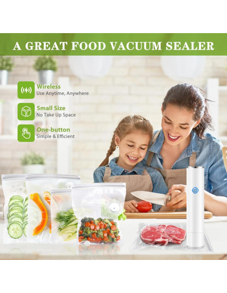 Sellador al vacío portátil SUPERZZKKE H9 - 240V, 10 bolsas