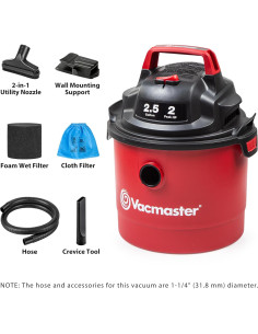 Aspiradora Húmeda/Seca Vacmaster 2.5 Gal 2 HP Montable 2
