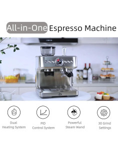 Máquina de Espresso GarveeHome 20 Bar con Molinillo y Espumador 2