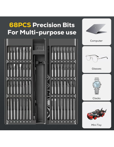 Destornillador Eléctrico Vilcome 68 en 1 Recargable 300 RPM