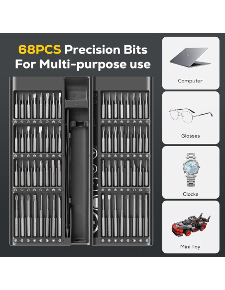 Destornillador Eléctrico Vilcome 68 en 1 Recargable 300 RPM