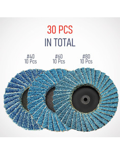 30 Pcs Disco de Aletas 5.1cm RENOTEC Grano 40/60/80 para Pulido 2