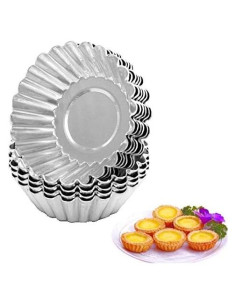 10 Moldes Mini Tartas Acero Inoxidable KDDOM 7cm Antiadherente