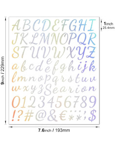 Calcomanías de Letras de Vinilo Ycendravious 608 Piezas 2.54 cm 2