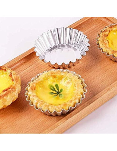 10 Moldes Mini Tartas Acero Inoxidable KDDOM 7cm Antiadherente