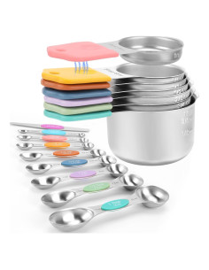 Juego de Tazas y Cucharas de Medición HOUJIP Acero Inoxidable