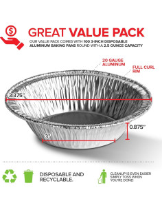 Sartenes de Mini Pastel Desechables Stock Your Home 100 Unidades 8,57 cm 2