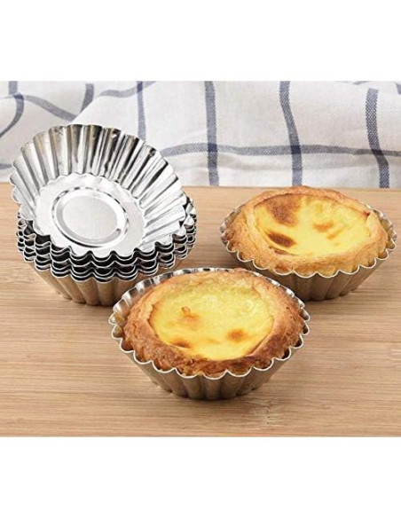 10 Moldes de Huevo de Aluminio LASSUM para Tartas 7 cm