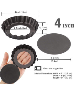Juego de 6 Moldes para Tartas Mini Cyimi 10 cm Antiadherente 2
