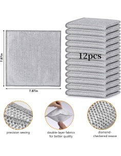 12 Paños de Cocina Multifuncionales Werduoland 20 cm 2