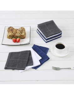 Paños de Cocina Glynniss 100% Algodón 12 Piezas Gris 2