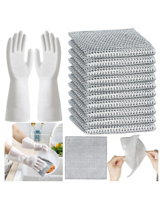 Trapo de Lavado de Platos UpinFun 20x20 cm + Guantes 2 Pcs