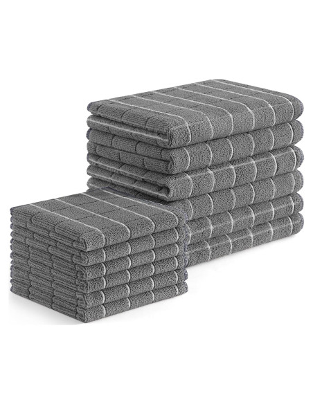 Juego de Toallas de Cocina Homaxy 12 Paquete Microfibra Gris