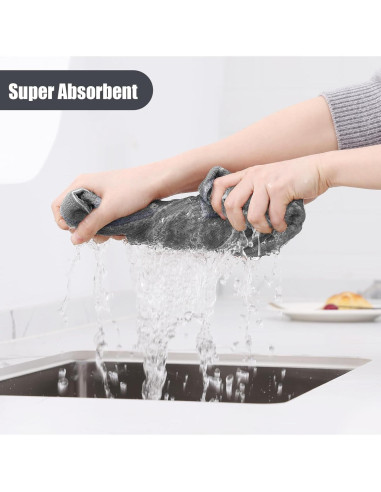 Juego de Toallas de Cocina Homaxy 12 Paquete Microfibra Gris
