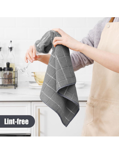 Juego de Toallas de Cocina Homaxy 12 Paquete Microfibra Gris