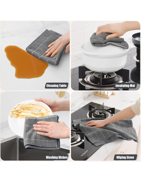 Juego de Toallas de Cocina Homaxy 12 Paquete Microfibra Gris