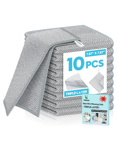 10 Paños de Alambre Sin Rayones VMKBL 20x20 cm Multiusos