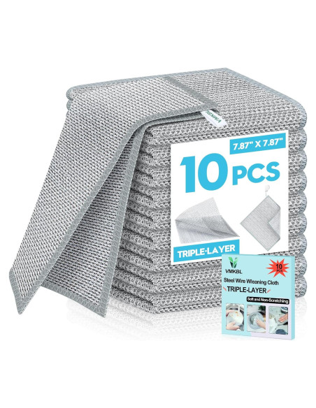 10 Paños de Alambre Sin Rayones VMKBL 20x20 cm Multiusos