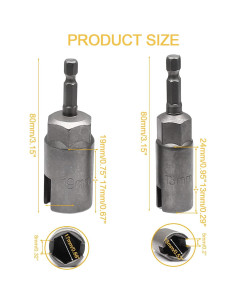 Juego de 4 Controladores de Tuerca Litoexpe 1/4" Hex 13mm 19mm 2