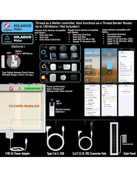 Persianas Motorizadas HILADUO 50,8-266,7 cm Blackout Persianas Motorizadas HILADUO 50,8-266,7 cm Blackout