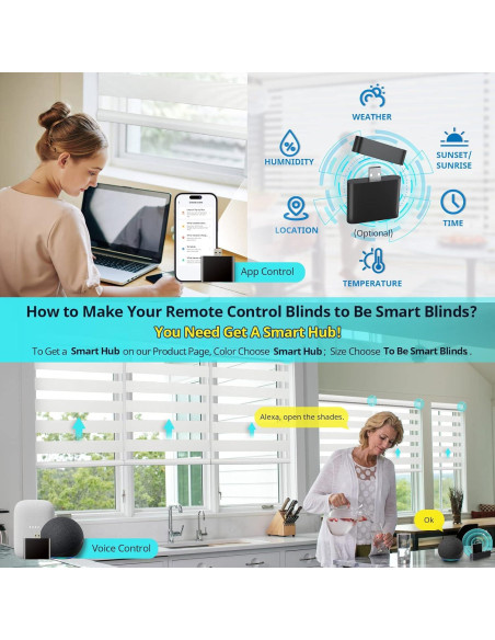 Persianas Motorizadas Zebra Citolen 73,66x182,88 cm Blanco