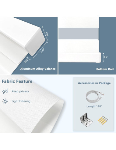 Persianas Zebra Motorizadas COOLWINDS 76,2x182,9 cm Blancas