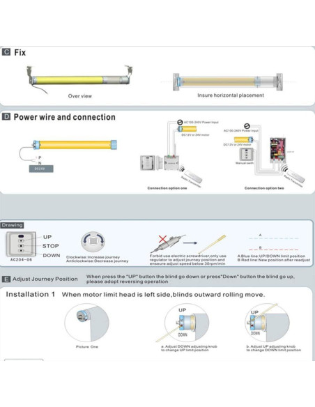 Motor tubular Sortfle AM25 DC 12V para persianas enrollables Motor tubular Sortfle AM25 DC 12V para persianas enrollables