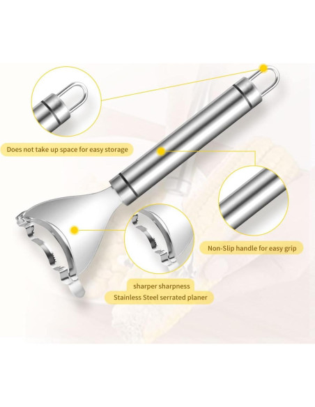Pelador de Maíz Ergonómico Acero Inoxidable CANIPHA 2 Pcs