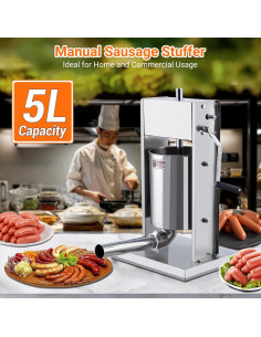 Rellenador de Salchichas Manual PioneerWorks 5L Acero Inoxidable 2