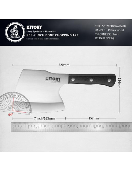 Cuchillo de Carnicería Kitory K5S 16cm Acero Inoxidable Pakkawood