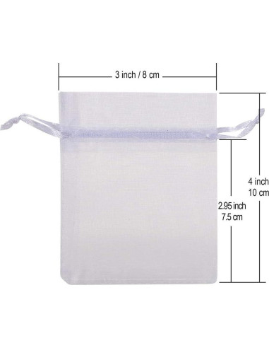 Paquete 100 Bolsas de Organza Blancas HRX 10 x 8 cm