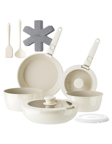Juego de Sartenes y Ollas Redchef 16 Piezas Cerámica Beige