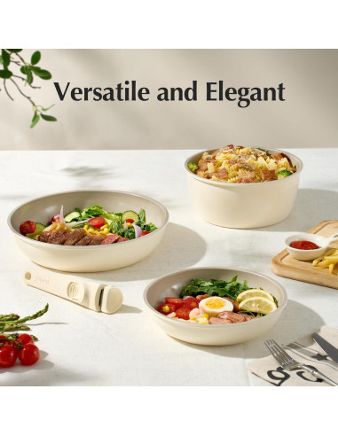 Juego de Sartenes y Ollas Redchef 16 Piezas Cerámica Beige