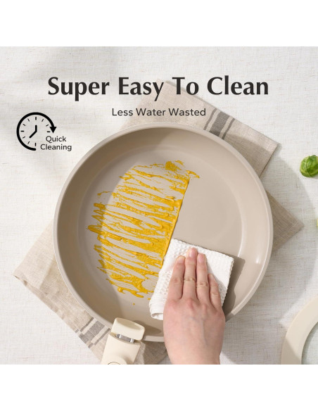 Juego de Sartenes y Ollas Redchef 16 Piezas Cerámica Beige