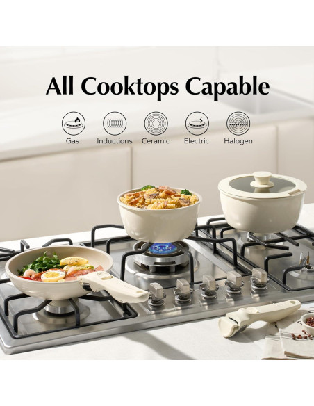 Juego de Sartenes y Ollas Redchef 16 Piezas Cerámica Beige