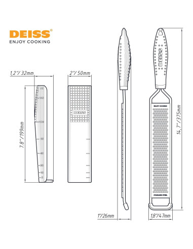 Rallador Fino Deiss LUX Acero Inoxidable 37.5 cm