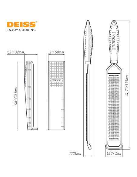 Rallador Fino Deiss LUX Acero Inoxidable 37.5 cm