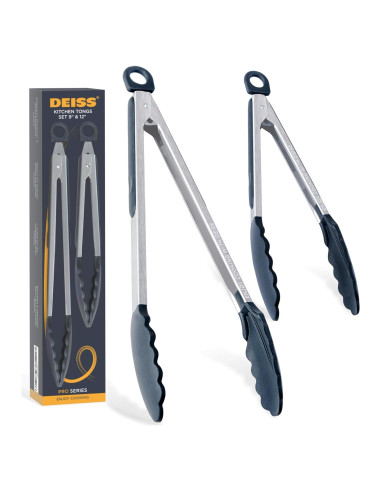 Pinzas de Cocina Deiss PRO con Puntas de Silicona - Juego de 2