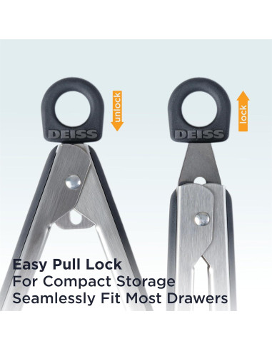 Pinzas de Cocina Deiss PRO con Puntas de Silicona - Juego de 2