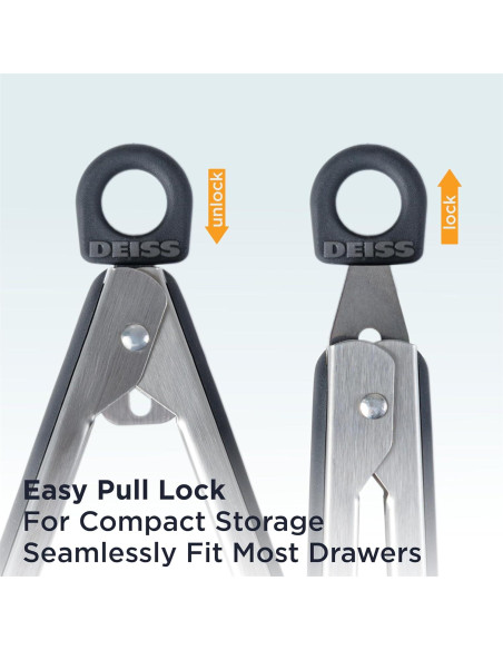 Pinzas de Cocina Deiss PRO con Puntas de Silicona - Juego de 2