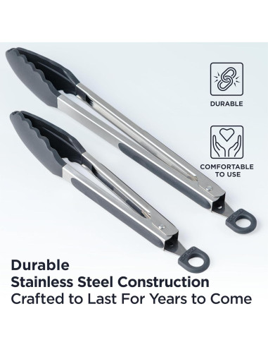 Pinzas de Cocina Deiss PRO con Puntas de Silicona - Juego de 2